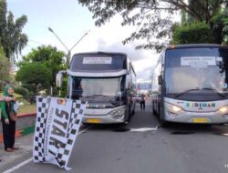 Polres Pangandaran Lepas 4 Bus Rombongan Mudik Gratis 2023